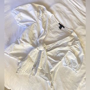 Puff Sleeve Front Tie Top